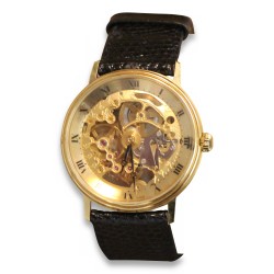 Mechanical \"Bucherer\" \"Skeleton\" watch with a gold case